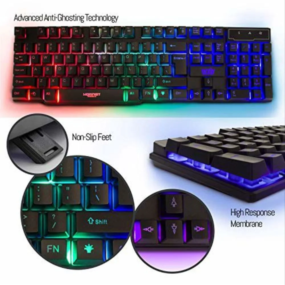 Gaming Keyboard, Mouse, and Headset Bundle - Black and Red